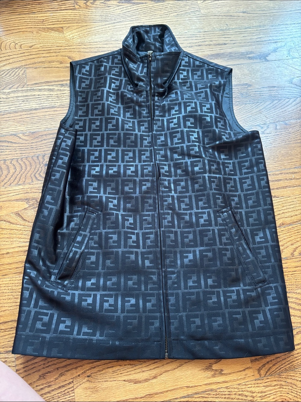 Fendi Black FF Jacquard Zip Vest